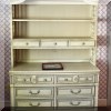 F49. Dixie Furniture double dresser with hutch. 72”w x 46.5”w x 19”d 